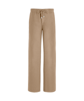 Pantaloni uomo in lino tinta unita Sahara vista frontale