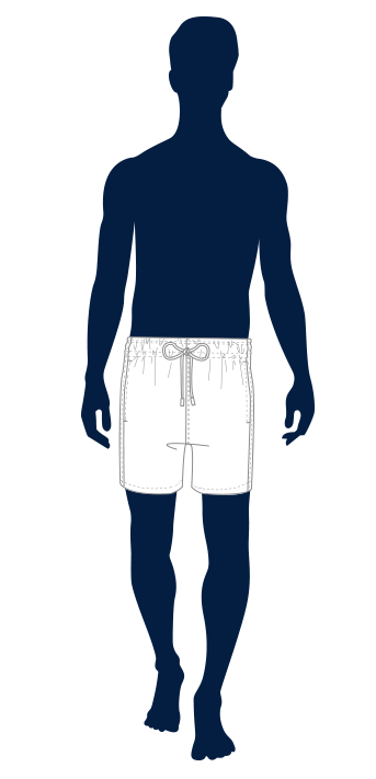 outline of men wearing fitted swim trunks