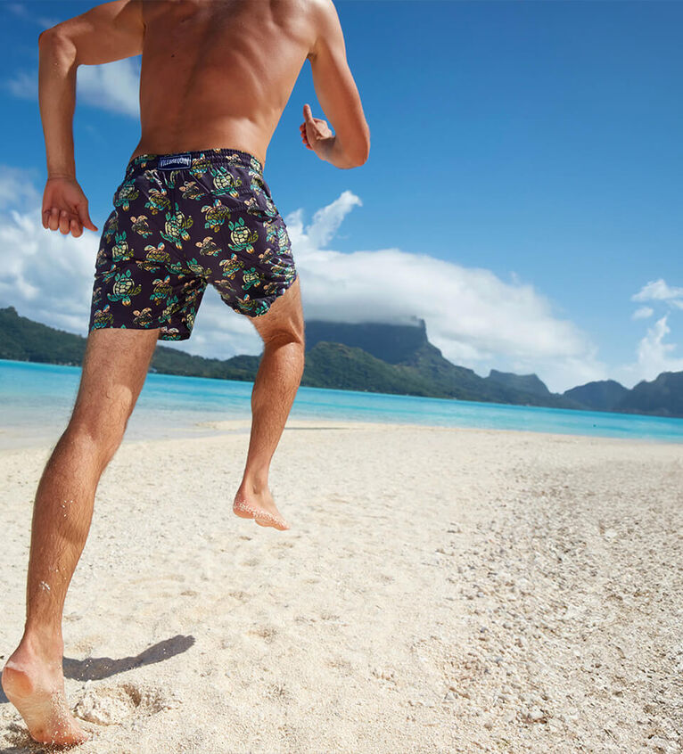 Men long patterned swim trunks 