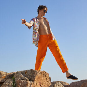 Vilebrequin - Men Straight Linen Pants Solid