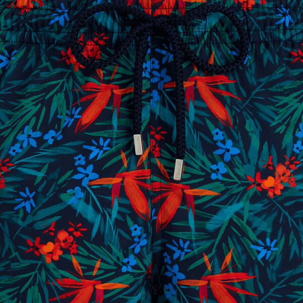 Long patterned stretch swim shorts for men