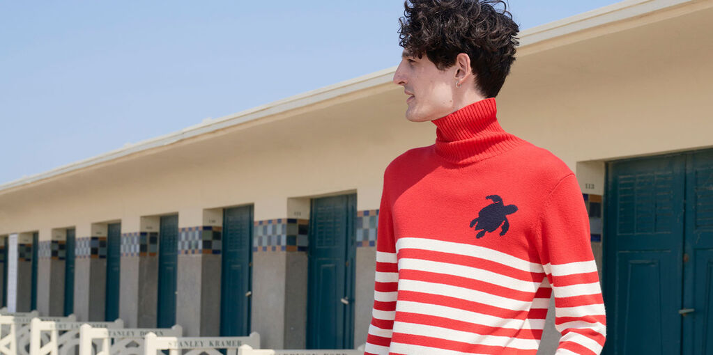 Men wearing a high neck sweater, new collection Cruise 24