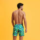 Men Swim Trunks Ultra-light and Packable Naive Fish Emerald back worn view