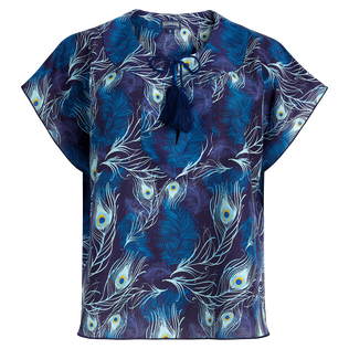 Top donna in cotone e seta Midnight vista frontale