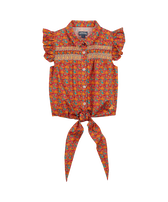 Camisa de algodón orgánico con estampado Fishy Vibes para niña Buganvilla vista frontal