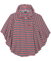 Kids Terry Cotton Poncho White navy red front view