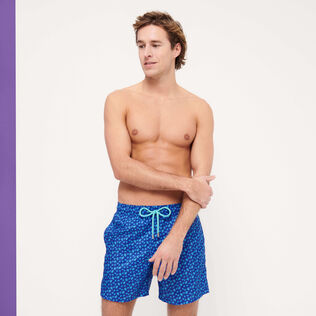 Men Swim Shorts Ultra-light and Packable Micro Ronde Des Tortues Sea blue 正面穿戴视图