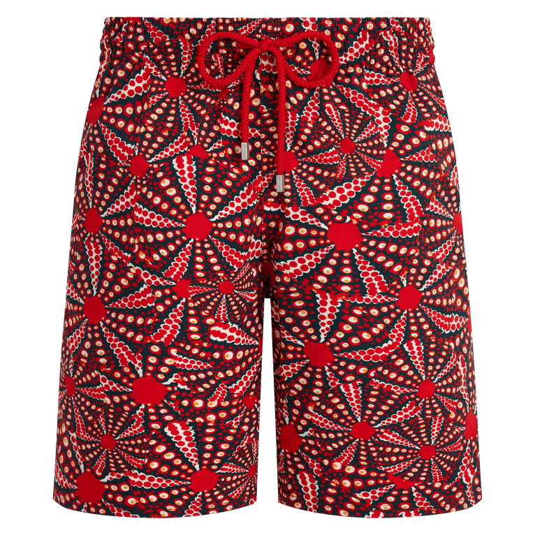 Vilebrequin Men Long Stretch Swim Shorts Oursinades - Okorise - Red - Size L
