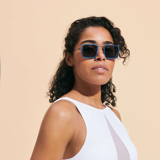 White Tulipwood Women and Men Sunglasses - VBQ x Shelter Navy details view 1