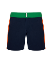 Pantaloncini mare uomo elasticizzati con cintura piatta Color Block Chive vista frontale
