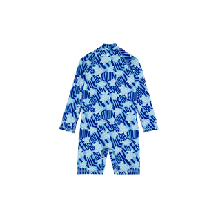 Boys One-piece Rashguard Ronde Des Tortues Logo Blue topaz back view