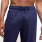 Pantalón unisex de lino de color liso Azul marino detalles vista 3