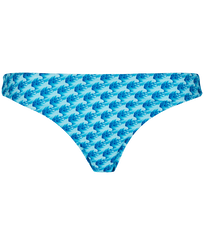 Mujer Braguitas Estampado - Braguita de bikini de talle medio con estampado Micro Waves para mujer, Lazulii blue vista frontal