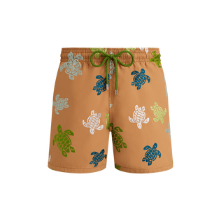 Tortues Multicolore Badeshorts mit Stickerei für Herren – Limitierte Serie Mocha Vorderansicht