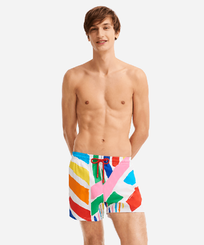 炫目色彩系列男士弹力泳裤 - Vilebrequin x JCC+ 合作款 - 限量版 White 正面穿戴视图