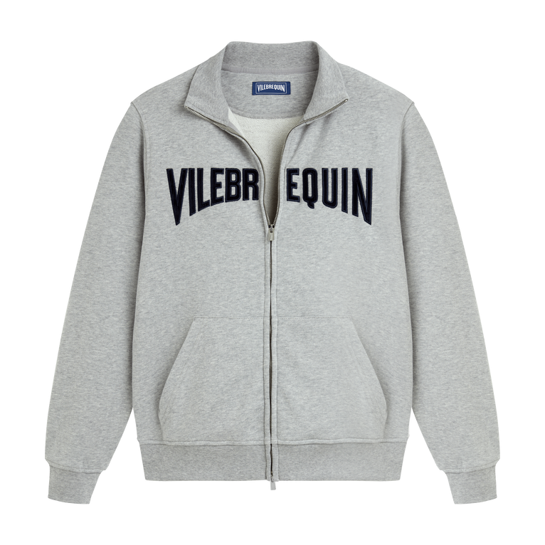 Vilebrequin Men Cotton Full Zip Sweatshirt Stitched Logo - Roux - Grey - Size M