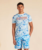 T-shirt en coton homme Tahiti Flowers Blanc vue portée de face