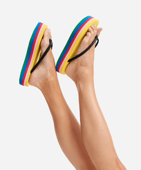 Women multicolor plateform flipflop - Vilebrequin x JCC+ - Limited Edition Multicolor front worn view