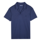 Einfarbiges Polohemd aus Tencel für Herren Marineblau Vorderansicht