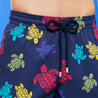 Bañador elástico largo con estampado Ronde des Tortues para hombre Azul marino detalles vista 3