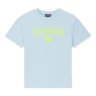 T-shirt en coton organique logo gomme garçon Fleur de lin chine vue de face