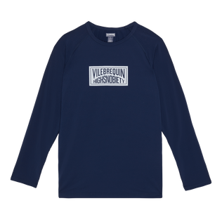 Camiseta de baño con protección solar para hombre - Vilebrequin x Highsnobiety Press blue vista frontal