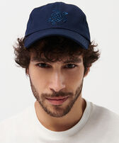 Unisex Cap Solid Navy men front worn view