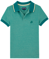 Polo de piqué de algodón de color liso cambiante para niño Emerald vista frontal