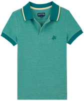 Boys Cotton Changing Color Pique Polo Shirt Solid Emerald front view