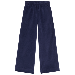 Pantalon en velours garçon Tortue brodée Bleu marine vue de dos