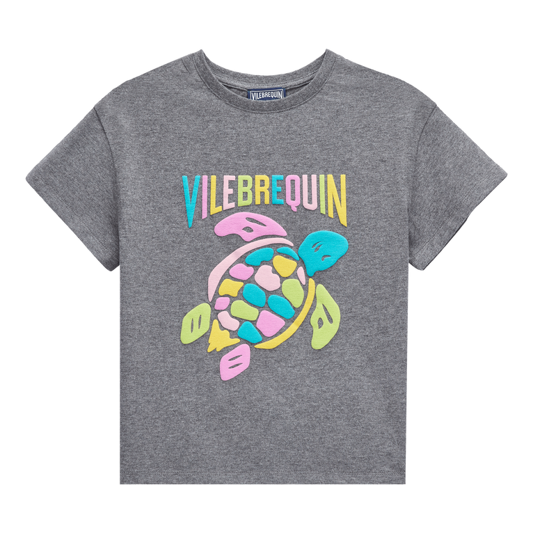 Girls Cotton T-shirt Multicolor Turtle Placed - Tee Shirt - Gitty - White - Size 6 - Vilebrequin
