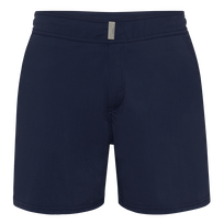 Pantaloncini mare uomo elasticizzati con cintura piatta tinta unita Blu marine vista frontale