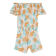 Women Playsuit Iridescent Flowers of Joy- Vilebrequin x Poupette St Barth Terracotta back view