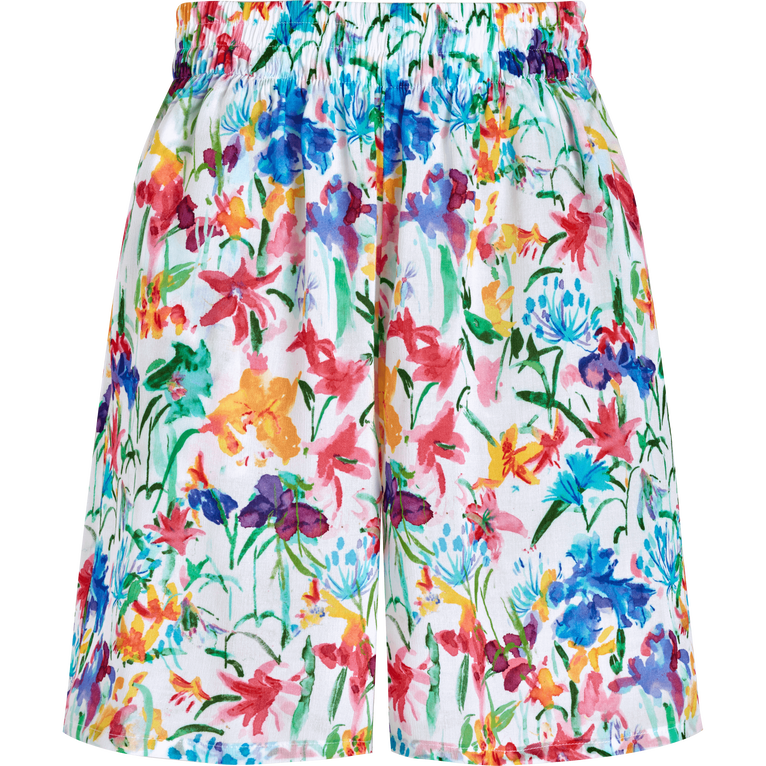 Happy Flowers Bermudashorts Aus Viskose Für Damen - Linou - Weiss