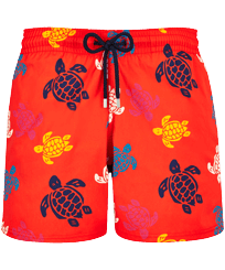 男士 Ronde des Tortues Multicolores 弹力游泳短裤 Poppy red 正面图