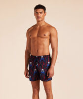Men Swim Trunks Embroidered Poulpe Eiffel - Limited Edition Navy front worn view