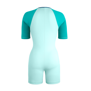 Dreifarbiger kurzer Rashguard-Badeanzug für Damen Blue note Rückansicht
