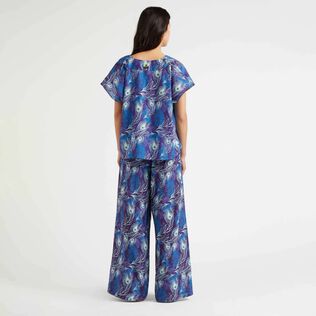 Top donna in cotone e seta Midnight vista indossata posteriore