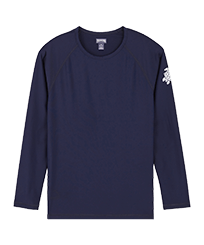Einfarbiges Rashguard für Herren Marineblau Vorderansicht