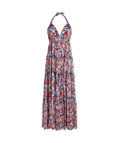Women Viscose Long Backless Dress Flowers in the Sky Palace front view