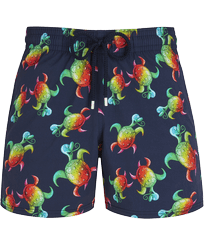 Costume da bagno uomo elasticizzato Tortues Rainbow Multicolor - Vilebrequin x Kenny Scharf Blu marine vista frontale