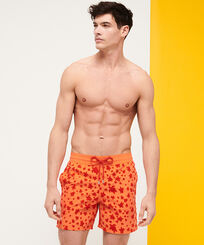 Men Others Magic - Men Swimwear Turtles In The Sky Flocked, Guava front worn view