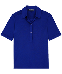 Solid Polohemd für Damen Neptune blue Vorderansicht
