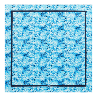 Unisex Silk Scarf Flowers Tie & Dye Navy front view