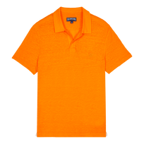 Men Linen Jersey Polo Solid Carrot front view
