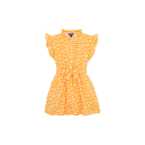 Girls Cotton Dress Turtle Vichy Mango front view