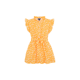 Girls Cotton Dress Turtle Vichy Mango front view