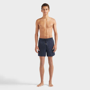 Bañador con estampado Turtle Monogram Jacquard para hombre Azul marino vista frontal desgastada