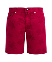Men Bermuda Shorts Resin Print Ronde des Tortues Crimson purple front view