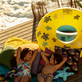 Others Printed - Inflatable Pool Ring Ronde des Tortues - VILEBREQUIN X SUNNYLIFE, Lemon front worn view